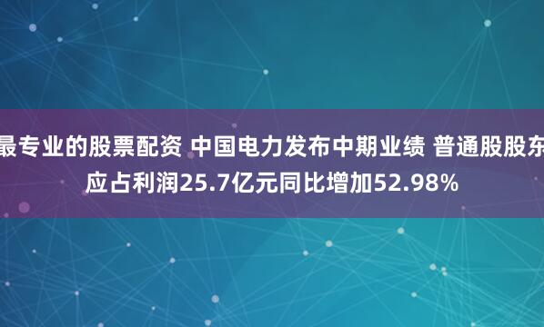最专业的股票配资 中国电力发布中期业绩 普通股股东应占利润25.7亿元同比增加52.98%
